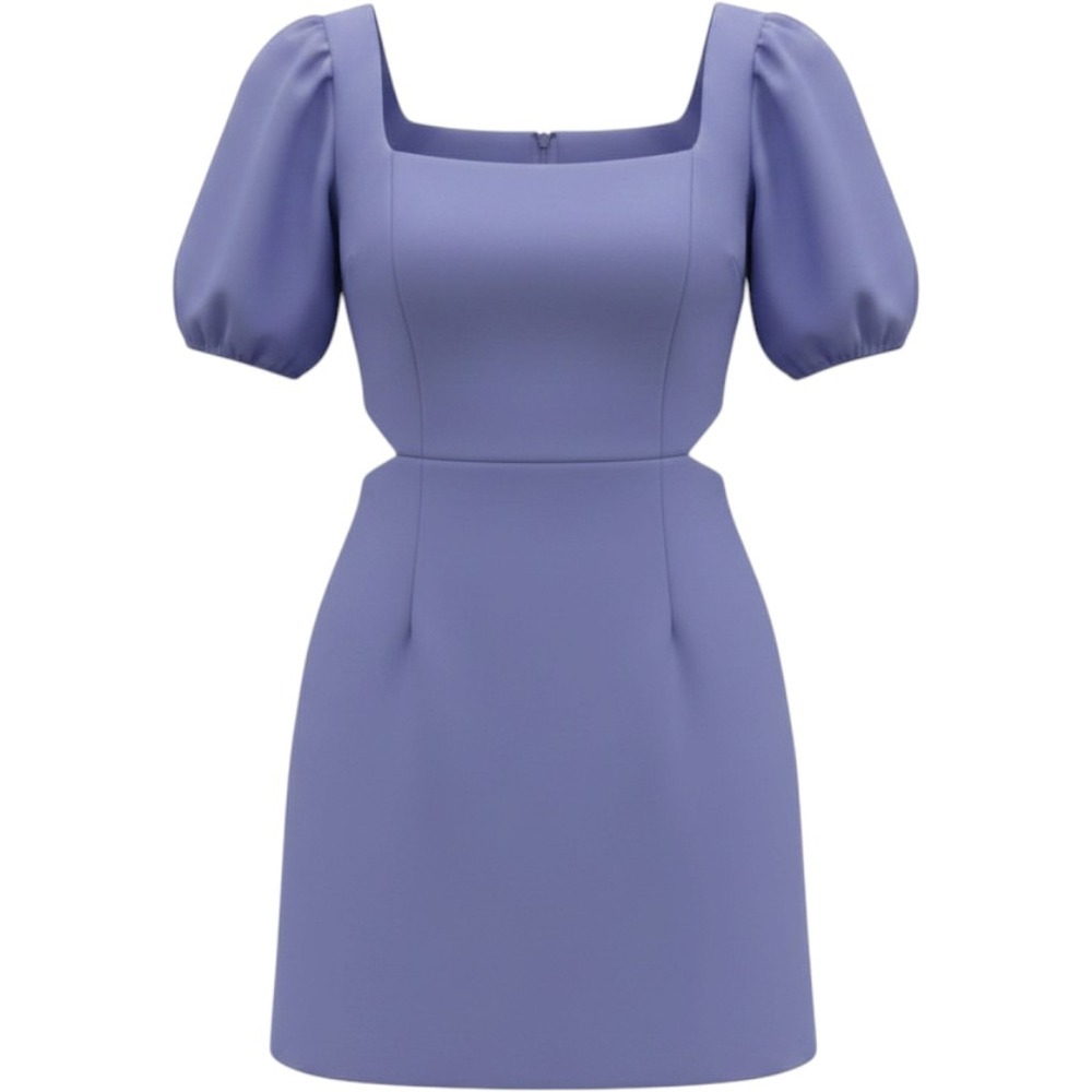 French Connection Blue Cut Out Puff Sleeve Mini Dress Sweetheart Neckline 4